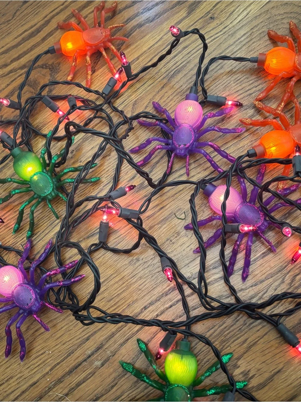 Halloween Tarantula Spider String Lights - Purple, Orange, Green Unused No Box